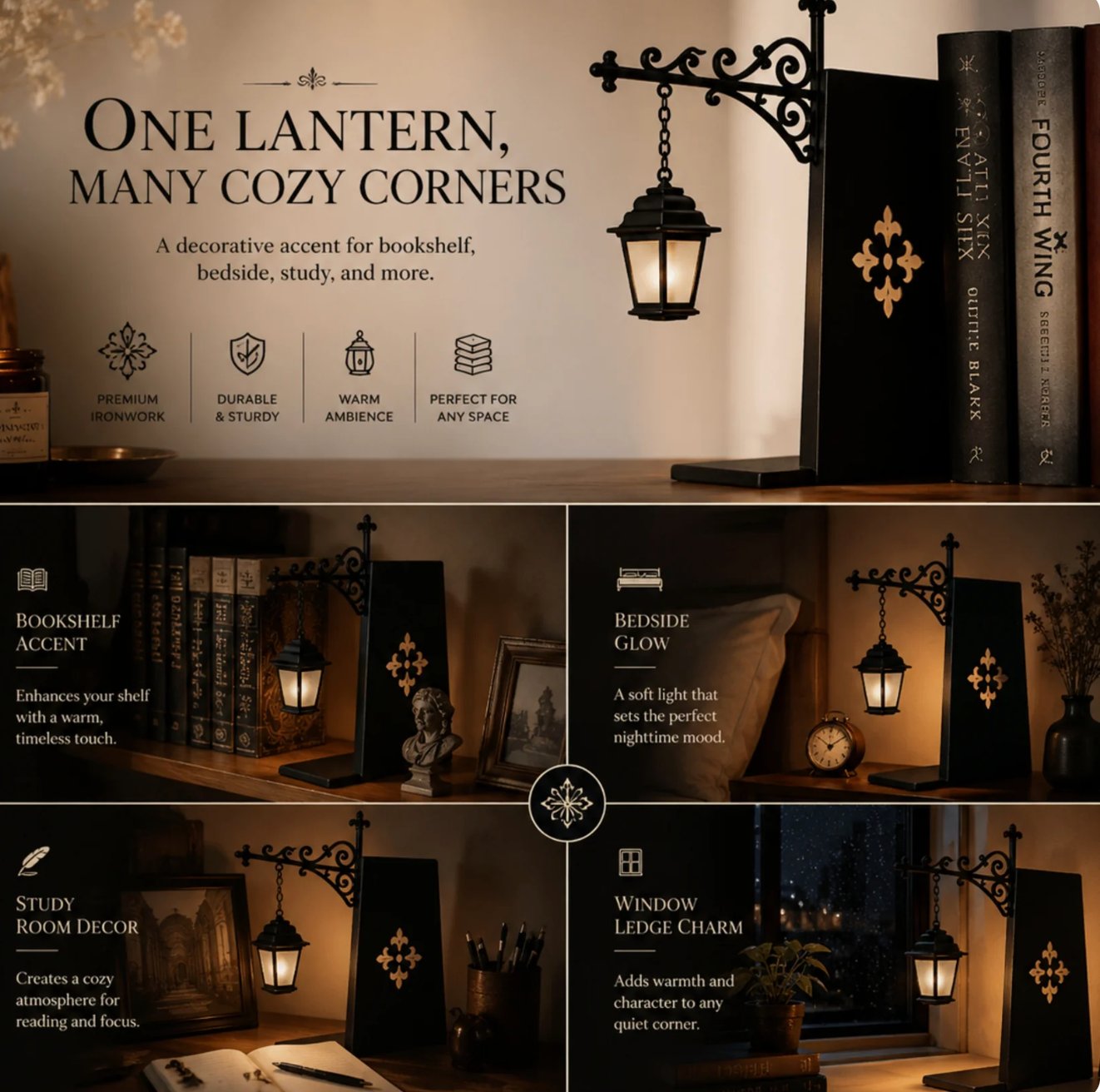 The Library Lantern — Bookshelf Lamp